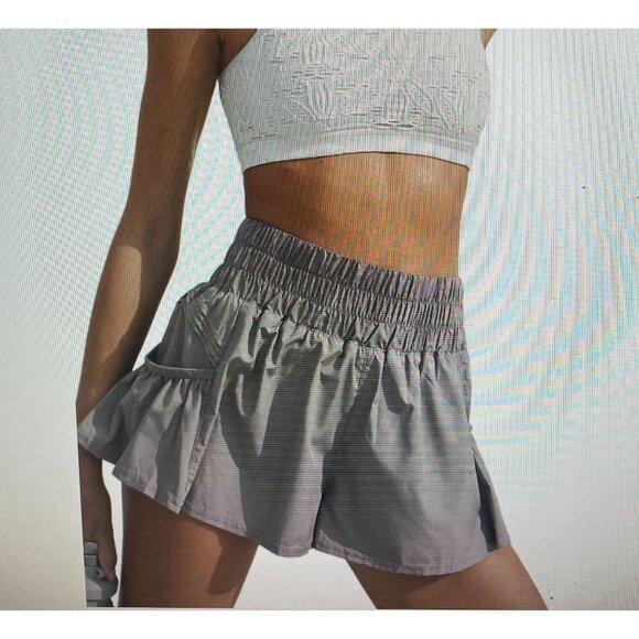 Free People FP Movement Get Your Flirt On Shorts Wide Waist Arctic Mist Gray M - Picture 3 of 16